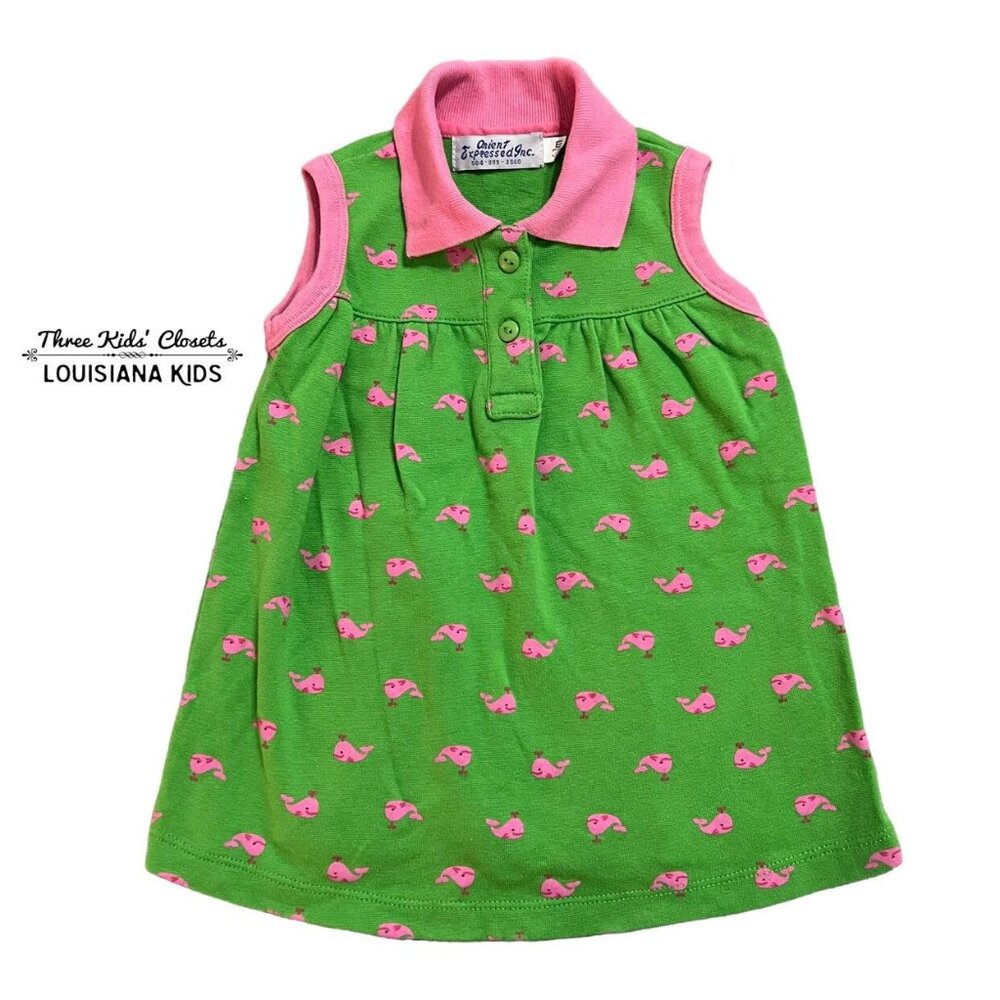 Orient Expressed 18m Pink & Green Whale Polo Dress